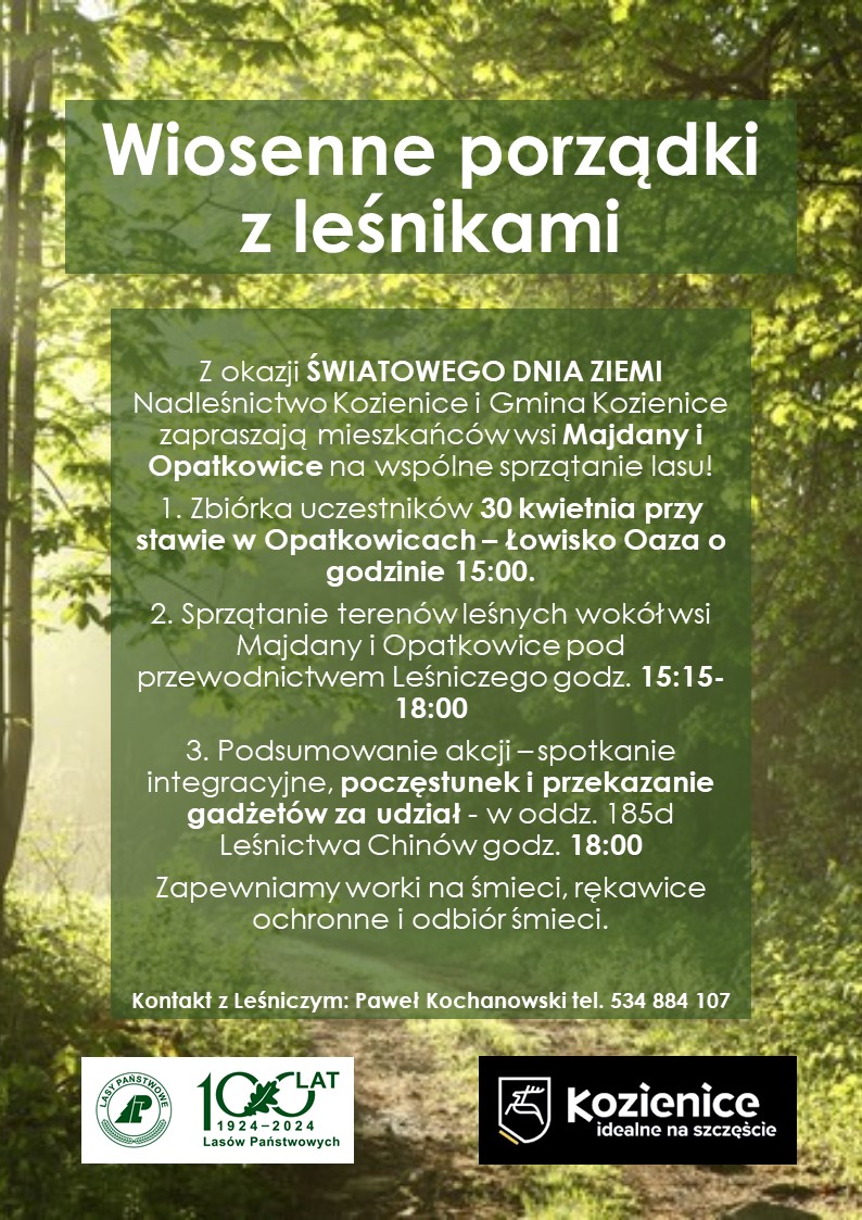 plakat_na_akcję_sprzątania_lasu_Majdany_i_Opatkowice