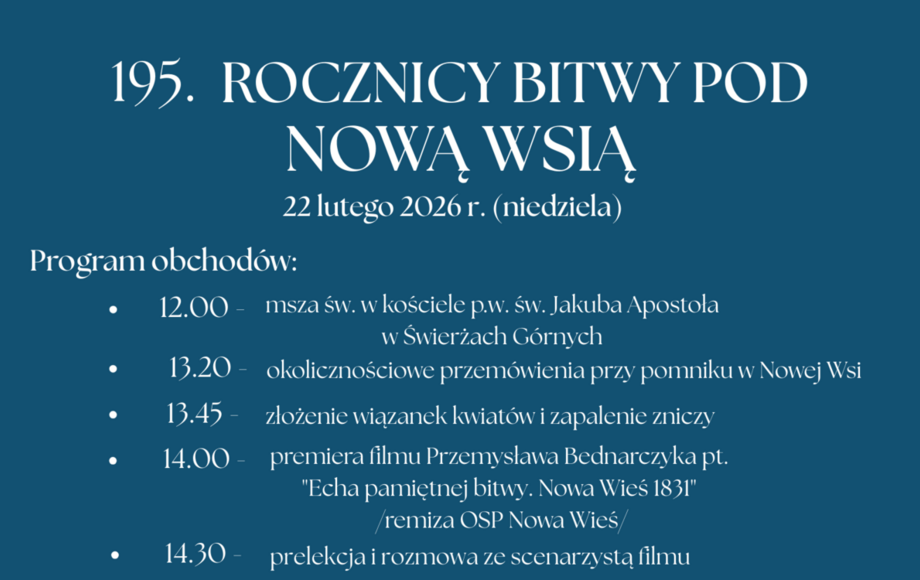 Zdjęcie do 195. Rocznica bitwy pod Nową Wsią